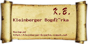 Kleinberger Bogárka névjegykártya
